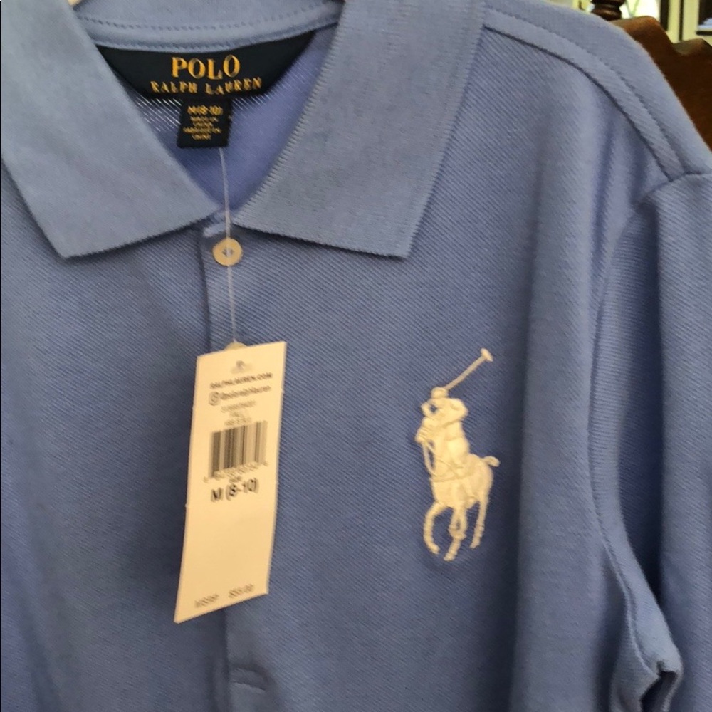 Light blue long sleeve Polo dress for kids